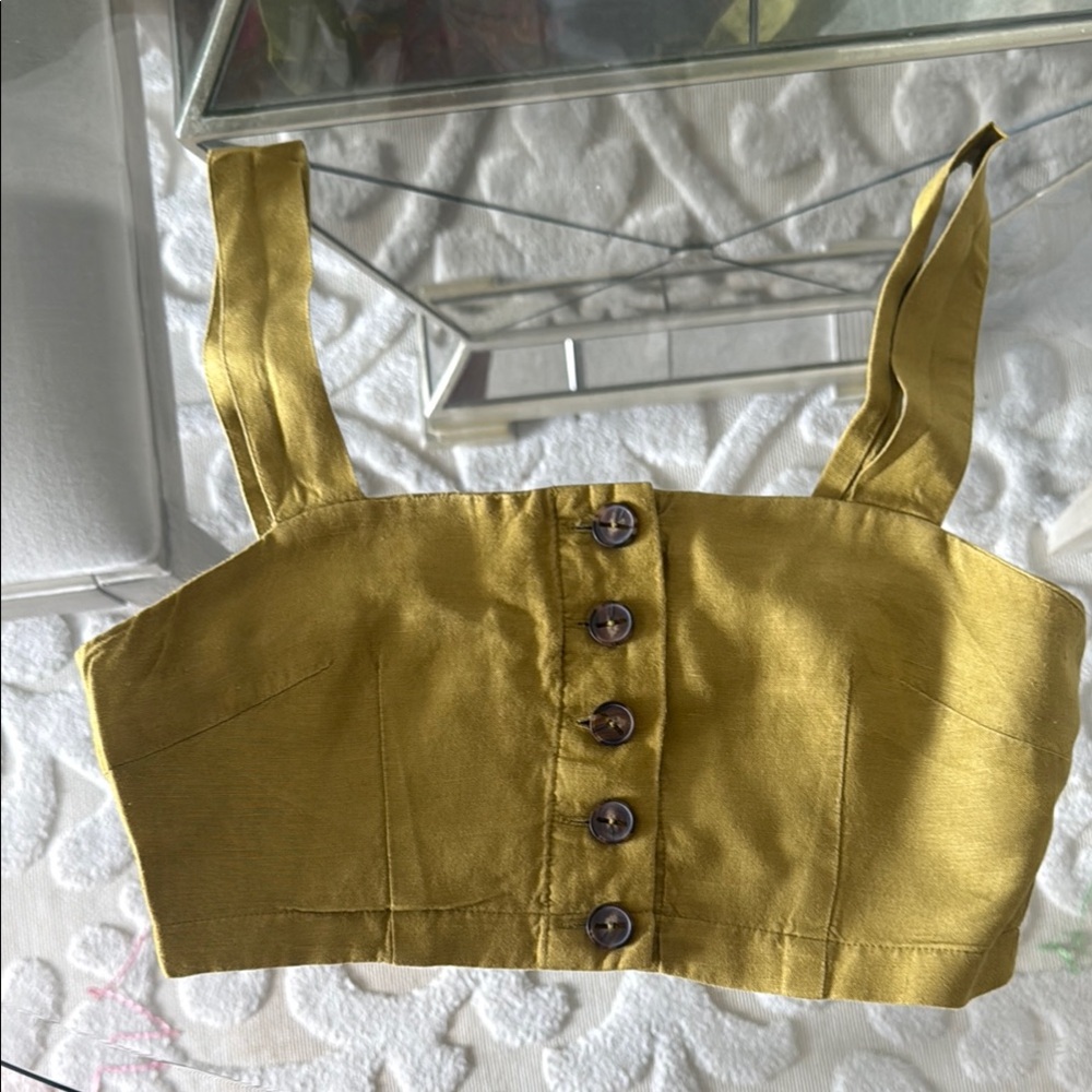 Forever 21 Yellow Bustier Crop Tank Top